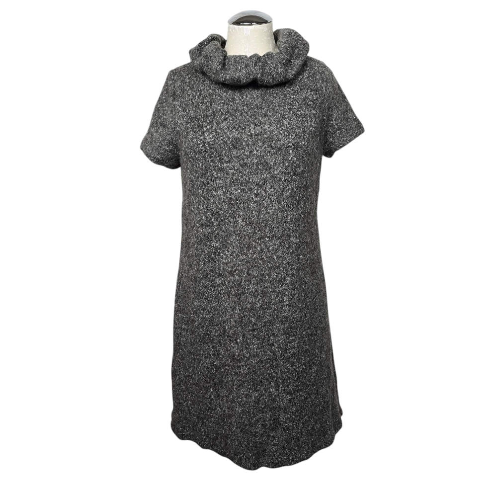Forever 21 Gray Cowl Neck Short Sleeves Back Zip Sweater Dress L